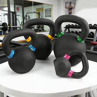 Kettlebell en fonte avec revêtement en poudre pour l'entraînement de force, équipement de fitness pour la maison, poignée durable