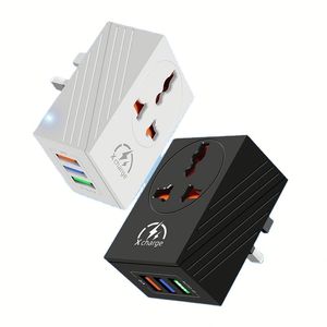 Factory Custom 6A Multi-port 3 Pin <b>Plug</b> Universal Conversion Power <b>Adapter</b> 3 <b>Usb</b> Phone Charger - Product Image 1