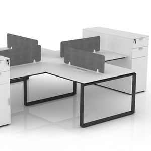 Modern White 4 Person Office <b>Desks</b> Staff <b>Table</b> Office Furniture Modular Workstation With Drawer - Product Image 6