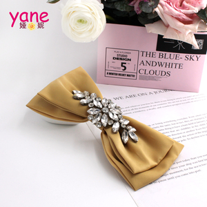 אופנה חדשה 17.5 ס "מ יפן סגנון קוריאני קטעי שיער שחור קשת קריסטל גודל גדול שיער סיכות מתכת סאטן חומר - Product Image 5