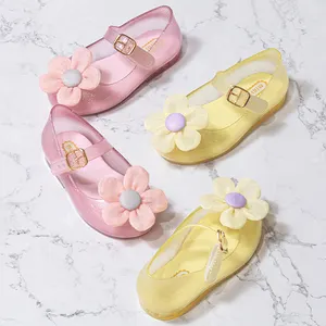 MINI DD-sandalias de verano para niñas, zapatos bonitos de flores para bebés, sandalias de gelatina de PVC transparente de cristal para exteriores, 2022