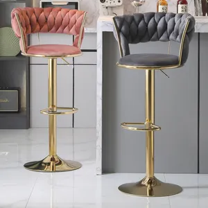 Bar Chair Home Swivel Nordic Metal Luxury Gold Velvet Kitchen Leather High Modern Cheap Stools Chair Bar Furniture For Bar Table