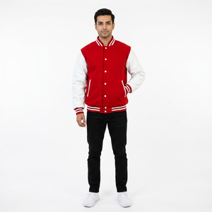 Veste de baseball universitaire pour homme, de haute qualité, durable, avec un design personnalisé, tissu en toile, manches contrastées, style le plus récent - Product Image 1