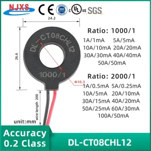 Transformador de Corriente NJXSE DL-CT08CHL12 1000/1 2000/1, Transformador de Corriente de Núcleo Toroidal 1A 5A 10A 30A 50A 60A CT - Product Image 2