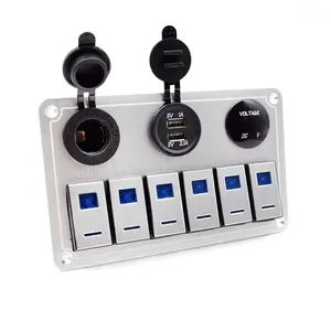 Su geçirmez Panel De Interruptores son 6 Gang 12V anahtarı paneli Led ışık Bar Rocker anahtarı paneli ve gerilim metre