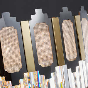 Rectángulo dorado LED Luz colgante Nuevos candelabros de cristal vintage Hogar Comedor Hotel Interior Decorativo Vintage Escalera - Product Image 5