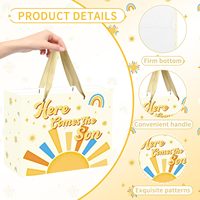 Voici le sac cadeau pour bébé garçon, thème soleil bohème, sacs cadeaux pour baby shower avec poignées pour la fête de naissance sur le thème du soleil