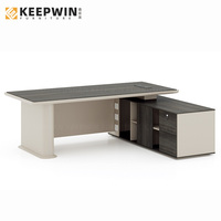 Comodidad de productividad en forma de L con gabinete de almacenamiento Mesa auxiliar para escritorio de Jefe de Oficina Mesa de computadora de gerente blanca de madera