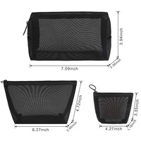 Pochette de rangement en maille avec fermeture éclair, personnalisable avec logo et couleurs, pour la maison, le bureau, les voyages, les cosmétiques, les articles de toilette et le maquillage, avec sangle de suspension