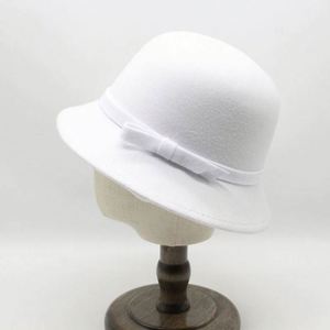 Elegant <b>White</b> <b>Bucket</b> Hat with Ribbon Bow for Women Lady Wedding Church Wholesale for Casual Party Outdoor Scenes - Product Image 1