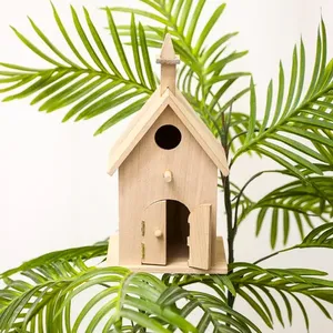 Bahçe İçin Ahşap Kuş Kafesi Küçük Kuşlar İçin Çevre Dostu Özelleştirilebilir Açık Hava Yemliği Asma Kancalı Tünek Dekoratif Yuvalama Kutusu Kuş - Product Image 5