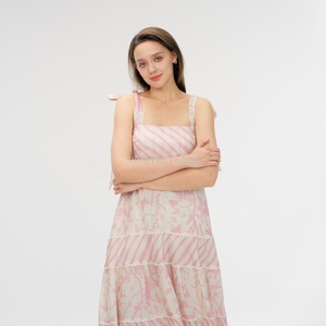 Nuevo Diseño, Vestido Maxi de Moda con Estampado DTG, Volantes, Espalda Descubierta, Cuello Cuadrado, Elegante, para Vacaciones, Tallas Grandes, Vestidos Rosas para Mujer - Product Image 3