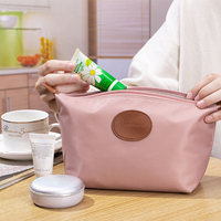 Grande trousse de toilette en nylon imperméable avec fermeture éclair, organiseur de maquillage, porte-pinceaux, plusieurs couleurs unies, sans MOQ pour femmes