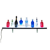 Présentoir à liqueur mural flottant éclairé par LED 6 pouces de profondeur avec support de trépied 16 | 24 | 30 pouces Options d'étagère de présentation de bouteilles d'alcool