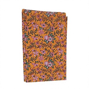 Hand Block Printed 100% Cotton Organic Woven Floral Medium <b>Weight</b> Cotton Printed <b>Fabric</b> Yards Women Dress <b>Fabric</b> - Product Image 1