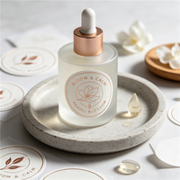Autocollant en papier texturé personnalisé, estampé à chaud or rose, logo en relief, étiquette adhésive ronde découpée, sceau pour flacon cosmétique