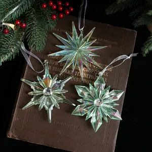 New Arrivals Transparent Xmas Snowflake Decoration Merry Christmas Tree Acrylic Pendant