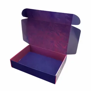 Vente en gros violet ondulé boîte postale personnalisée emballage d'expédition en carton recyclé à des fins d'emballage
