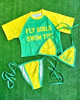 Set Bikini Pantai kustom wanita 2 potong, pakaian renang bercetak 2 potong cepat kering dengan dekorasi berpayet