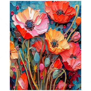 Kit de <span class=keywords><strong>Pintura</strong></span> por Números de <span class=keywords><strong>Amapolas</strong></span> Vibrantes para Adultos - Lienzo Ecológico DIY Amapola Colorida 16x20 Pulgadas Sin Marco Regalos de Arte - Product Image 1