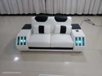 Sofá Inteligente con Luz LED, Muebles de Lujo para Sala de Estar Moderna, Sofá Eléctrico Multifuncional de Cuero