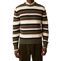 Pull tricoté à col rond pour homme 100 % coton, style rugby vintage, rayé, texturé, collection automne-hiver, personnalisable en gros, OEM