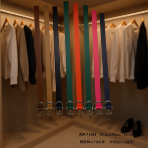 Cinture in PU con fibbia ovale larghezza 3 cm per donna e uomo, accessorio moda - Product Image 3