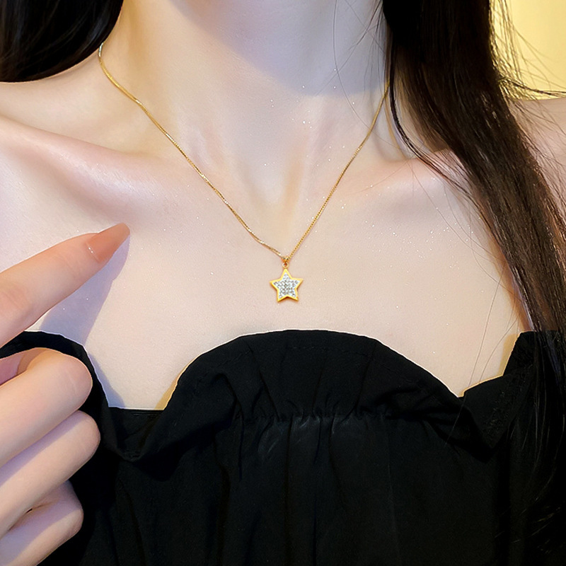 XHUUU Black Agate Beaded Necklace With Gold Star Charm - Copper Plated 14k Gold Crystal Necklace For Women, Healing Gemstone Jewelry - View #10