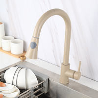 Robinet de cuisine monocommande en céramique couleur crème avec douchette extractible, à poser sur comptoir, facile à nettoyer – Échantillon disponible, direct usine