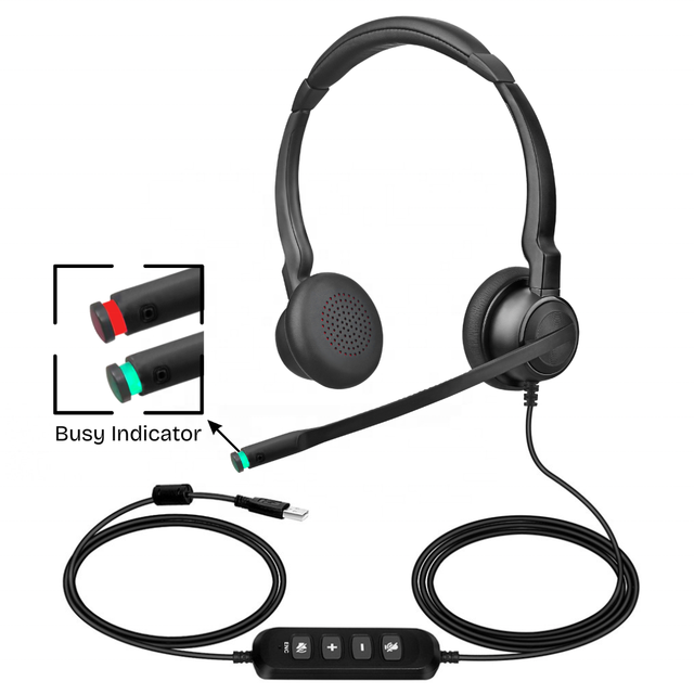 Lantron Professional Wired Call Center Headset USB Noise Cancelling Headphone with Mic for PC Laptop Office Home - H78D