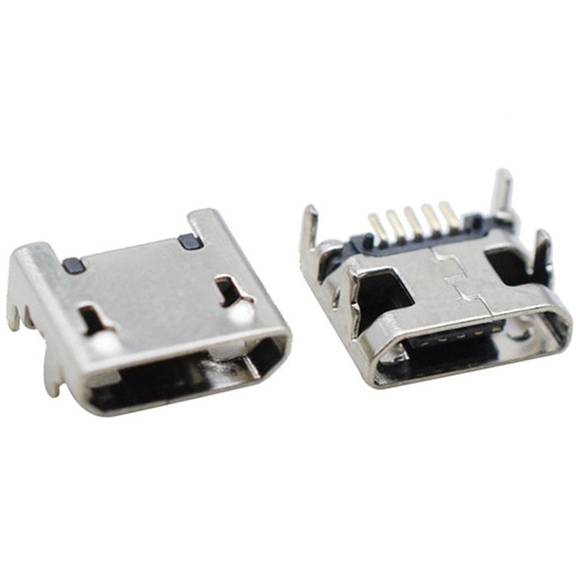 High-current Android USB Charging Female Seat Patch 5P with Positioning Column 4 Foot Plug-in 7.2 Micro Usb B Female Connector