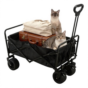 Carrito de Camping Plegable con Cesta de Nylon de Cuatro Ruedas, Carrito de Compras Plegable de Gran Capacidad, Carrito Utilitario para Exteriores - Product Image 1