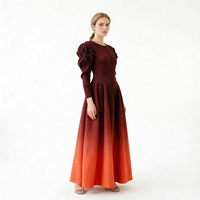 Robe longue plissée vintage Miyake 2026 pour femme, grande taille, dégradé, col rond, extensible, infroissable, décontractée, couleur estivale