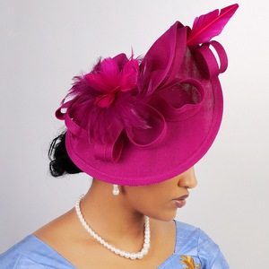 Women Sinamay Fascinator <strong>Hat</strong> with Feather, Formal Saucer <strong>Hat</strong> <strong>for</strong> Wedding, Royal <strong>Ascot</strong>, Church Party - Product Image 1