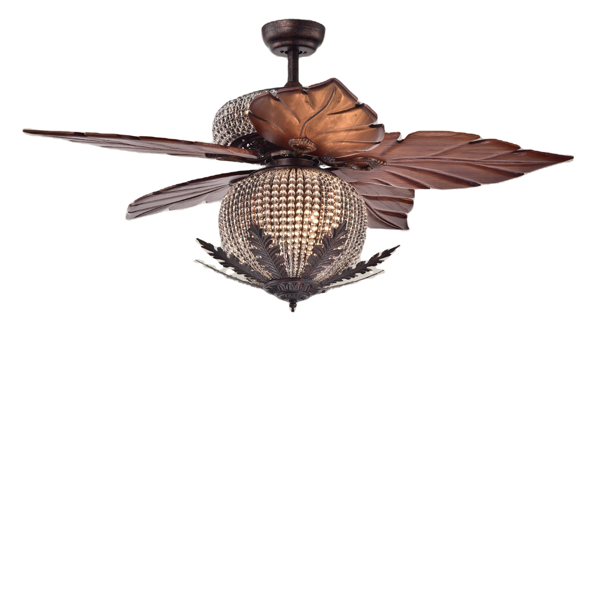 2020  Hot sale Ceiling Fan with light and Retractable Industrial Rustic Remote Control Reversible Blades Caged Chandelier 52 Inc