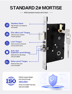 Serrure de porte d'hôtel en acier inoxydable poli avec clavier à carte intelligente et clé mécanique pour système de contrôle d'accès - Product Image 5