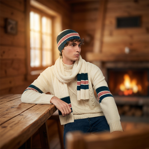 Gorros de Invierno para Hombre de Alta Calidad, Sostenibles, 100% Cachemira, a Rayas, para Viajes y Actividades al Aire Libre - Product Image 3