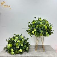 Dekorasi Pernikahan Hutan Desain Baru NIKA, Centerpiece Meja, Bola Bunga Sutra Buatan Warna Hijau Putih