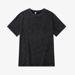 T-shirt décontracté pour homme YM 220g 2026 en coton tricoté ample à col rond, motif écossais noir et blanc, 100 % coton, écologique, à manches courtes, pour usage quotidien - Product Image 5
