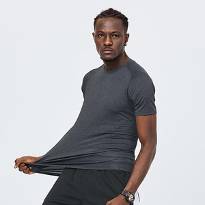 Nylon with <b>Polyester</b> Quick-Drying Fitness Seamless Round Neck Short Sleeve Plain <b>Tshirt</b> - Product Image 1
