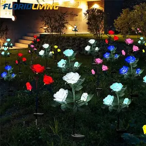 Tempelan Sayuran Natal Rumput Luar Ruangan Bunga Matahari Tahan Air Tenaga Surya Bunga Lili Surya Taman Lampu LED
