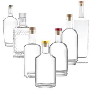 Xingda özel yüksek kaliteli cam şişe viski votka içecek 375Ml 500Ml 750Ml 1000Ml serigrafi sıcak damgalama işlemi