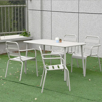 Ensemble table et chaises de patio en alliage d'aluminium résistant à la rouille, style américain, luxe simple, longue table à manger pour balcon et salon de thé
