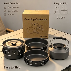 <span class=keywords><strong>Set</strong></span> di Pentole da Campeggio 3 Pezzi: Pentola, Padella e Bollitore, <span class=keywords><strong>Set</strong></span> da Cucina Portatile per Campeggio, Escursionismo, Viaggi e Picnic - Product Image 3