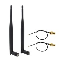 Antenne WiFi dipolaire à gain élevé 2,4G 5G 5dBi avec connecteur mâle RP-SMA et câble de connexion SMA vers RF