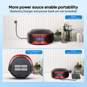 Lecteur CD portable moderne avec radio FM Bluetooth, USB, lecteur de disques MP3, entrée/sortie audio, alimentation par batterie, prise casque pour la maison et l'extérieur - Product Image 4
