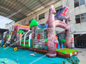 Juego Inflable de Obstáculos con Forma de Dinosaurio, Casa de Brinco Inflable para Exteriores, Tobogán Inflable con Obstáculos - Product Image 2