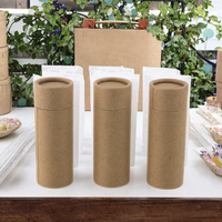 Boîtes rigides rondes personnalisées biodégradables pour baume à lèvres, avec doublure en éponge, en tube de papier kraft