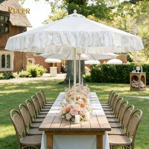 Sombrilla Plegable Blanca para Jardín, <span class=keywords><strong>Patio</strong></span>, Playa, Bodas, con Poste de Aluminio - Product Image 1