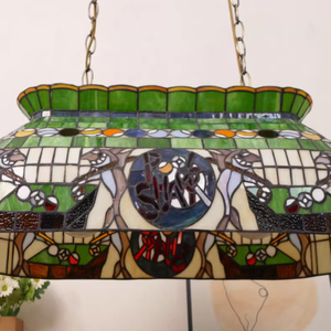 Lustre de style artistique en vitrail vert pour table de <span class=keywords><strong>billard</strong></span>, <span class=keywords><strong>lampe</strong></span> suspendue décorative pour salle à manger - Product Image 3
